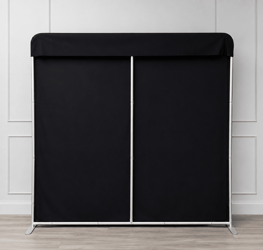 Blackout fabric insert for tension fabric photo booth backdrop