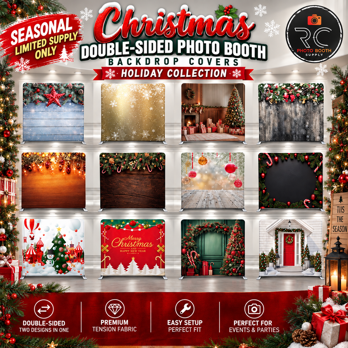 Christmas Double-Sided Photo Booth Backdrop Covers – Holiday Collection - RC Photo Booth SupplyChristmas Double-Sided Photo Booth Backdrop Covers – Holiday CollectionRC Photo Booth Supply8x8