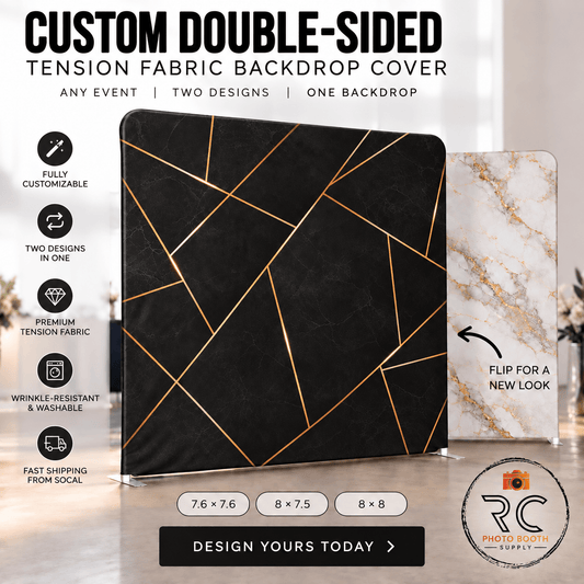 Custom Double-Sided Tension Fabric Backdrop Cover - RC Photo Booth SupplyCustom Double-Sided Tension Fabric Backdrop CoverRC Photo Booth Supply7.6x7.6