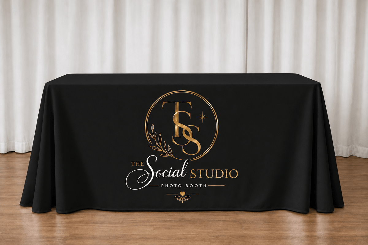 Custom Stretch Table Cover for Trade Shows & Photo Booth Events - RC Photo Booth SupplyCustom Stretch Table Cover for Trade Shows & Photo Booth EventsRC Photo Booth Supply4ft