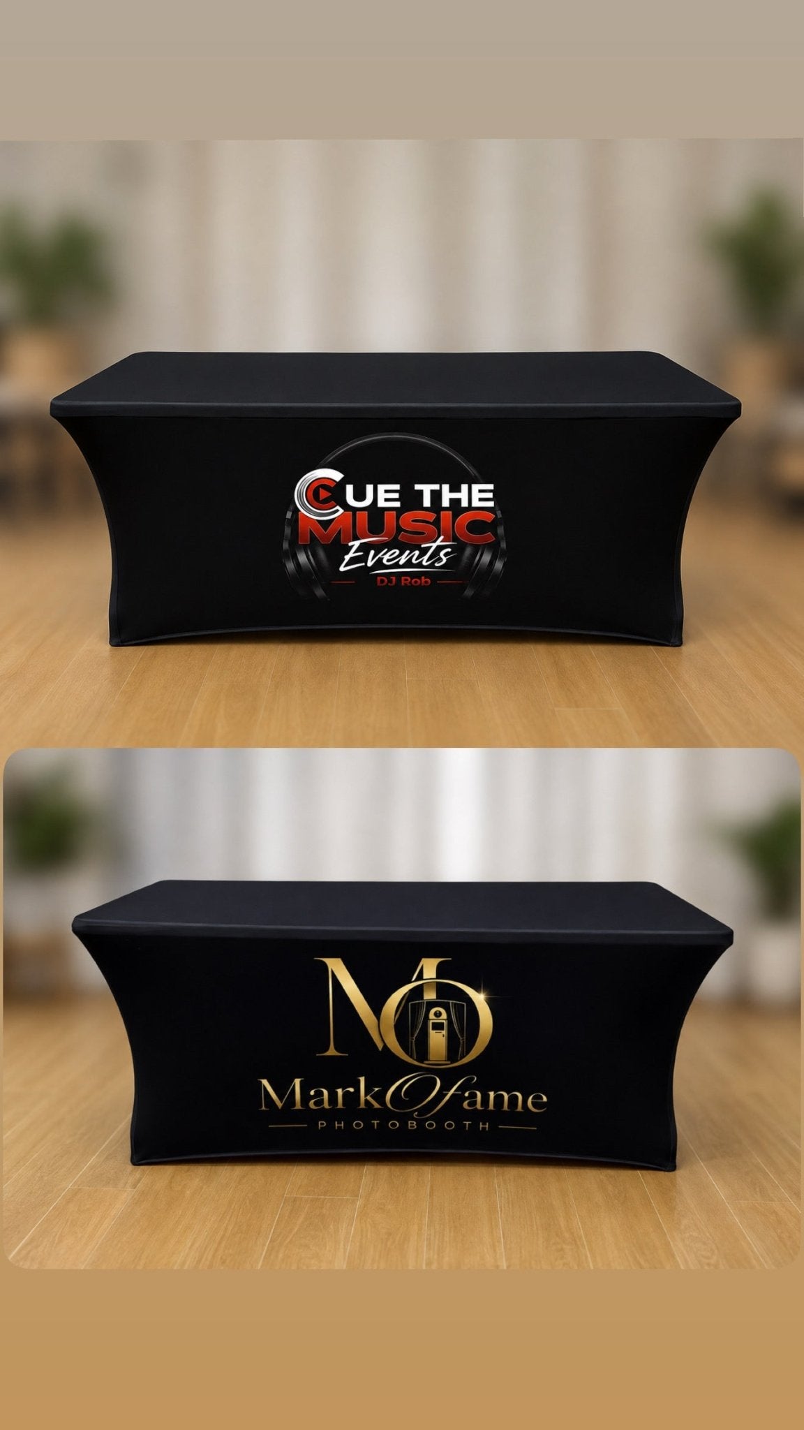 Custom Stretch Table Cover for Trade Shows & Photo Booth Events - RC Photo Booth SupplyCustom Stretch Table Cover for Trade Shows & Photo Booth EventsRC Photo Booth Supply4ft