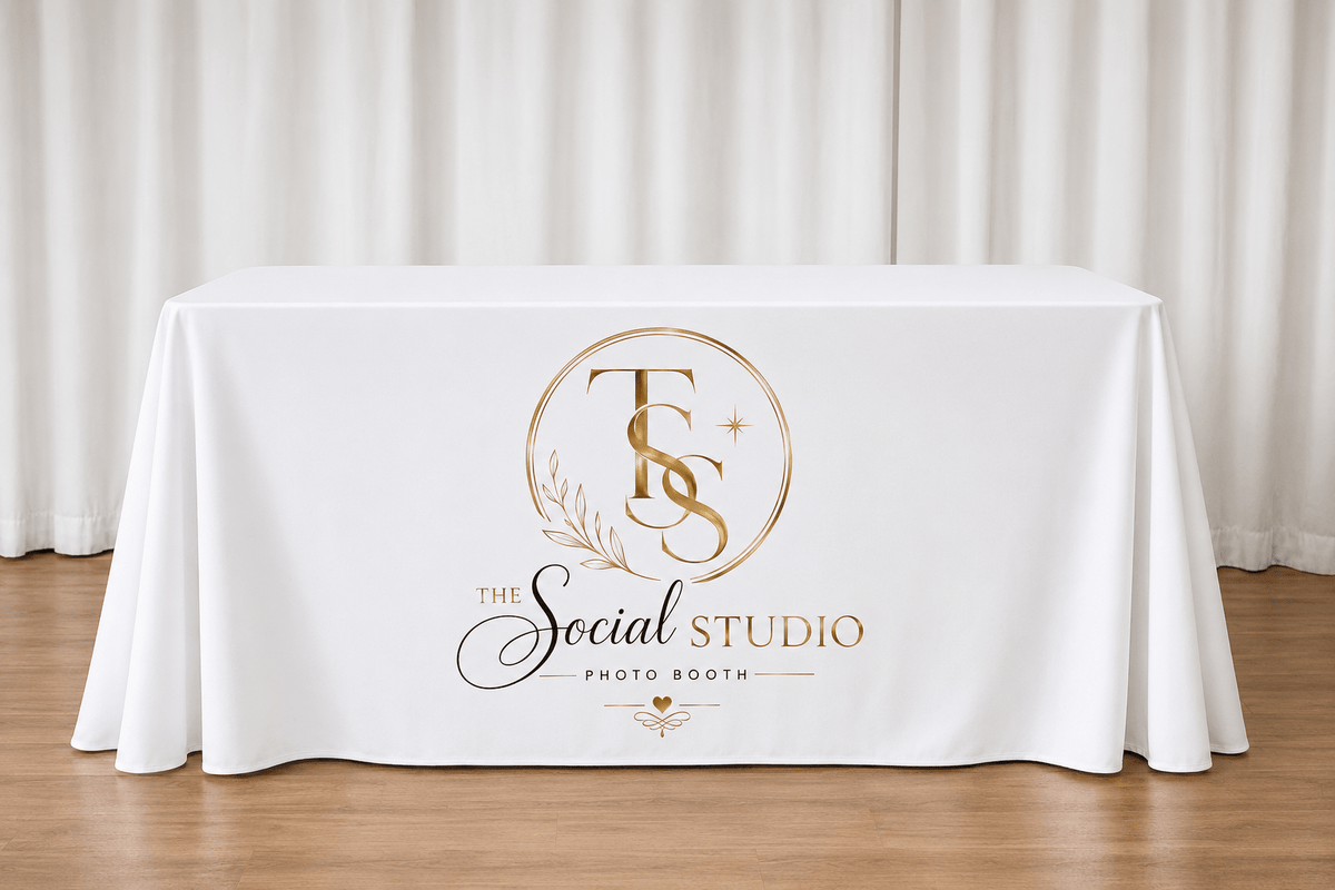 Custom Stretch Table Cover for Trade Shows & Photo Booth Events - RC Photo Booth SupplyCustom Stretch Table Cover for Trade Shows & Photo Booth EventsRC Photo Booth Supply4ft