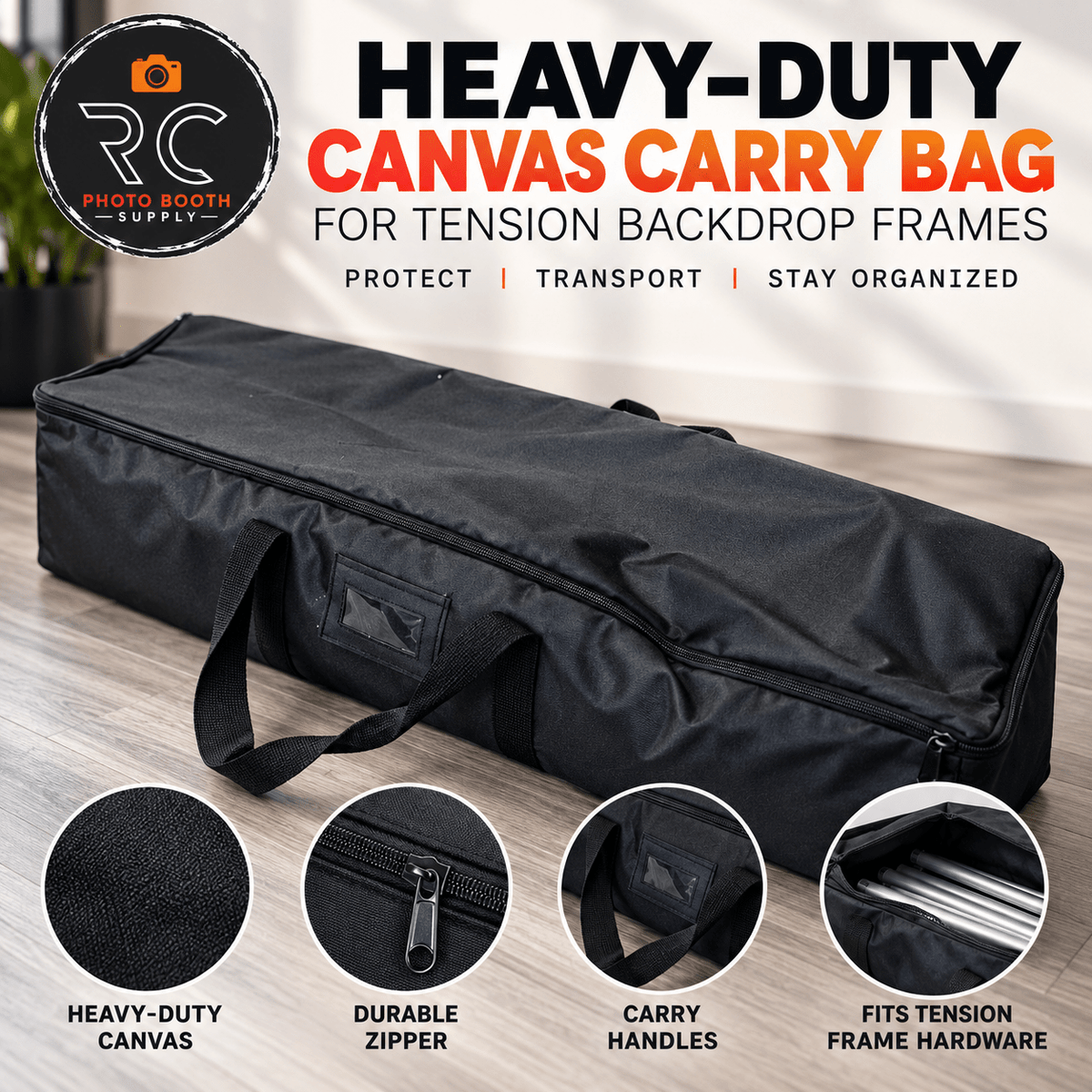 Heavy-Duty Carry Bag for Tension Fabric Backdrop Stand - RC Photo Booth SupplyHeavy-Duty Carry Bag for Tension Fabric Backdrop StandRC Photo Booth Supply