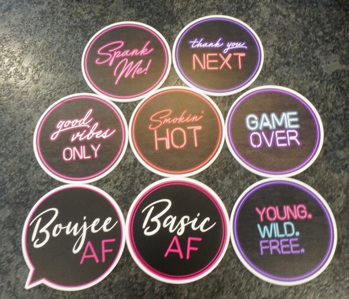 Neon Vibes – Premium Double-Sided Photo Booth Prop Set | 8 Signs, 16 Designs - RC Photo Booth SupplyNeon Vibes – Premium Double-Sided Photo Booth Prop Set | 8 Signs, 16 DesignsRC Photo Booth Supply
