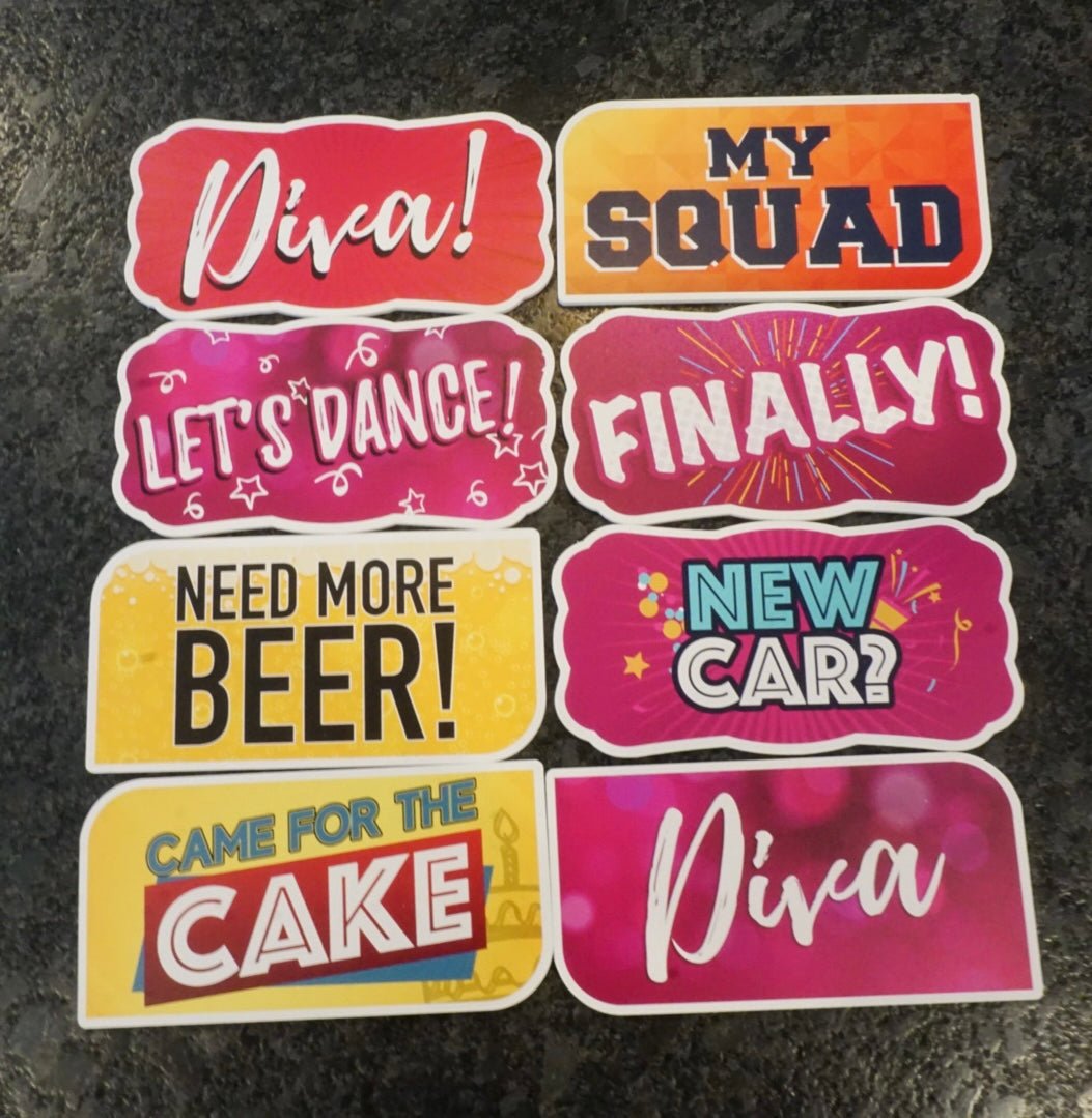 Party Vibes – Premium Double-Sided Photo Booth Prop Set | 8 Signs, 16 Designs - RC Photo Booth SupplyParty Vibes – Premium Double-Sided Photo Booth Prop Set | 8 Signs, 16 DesignsRC Photo Booth Supply