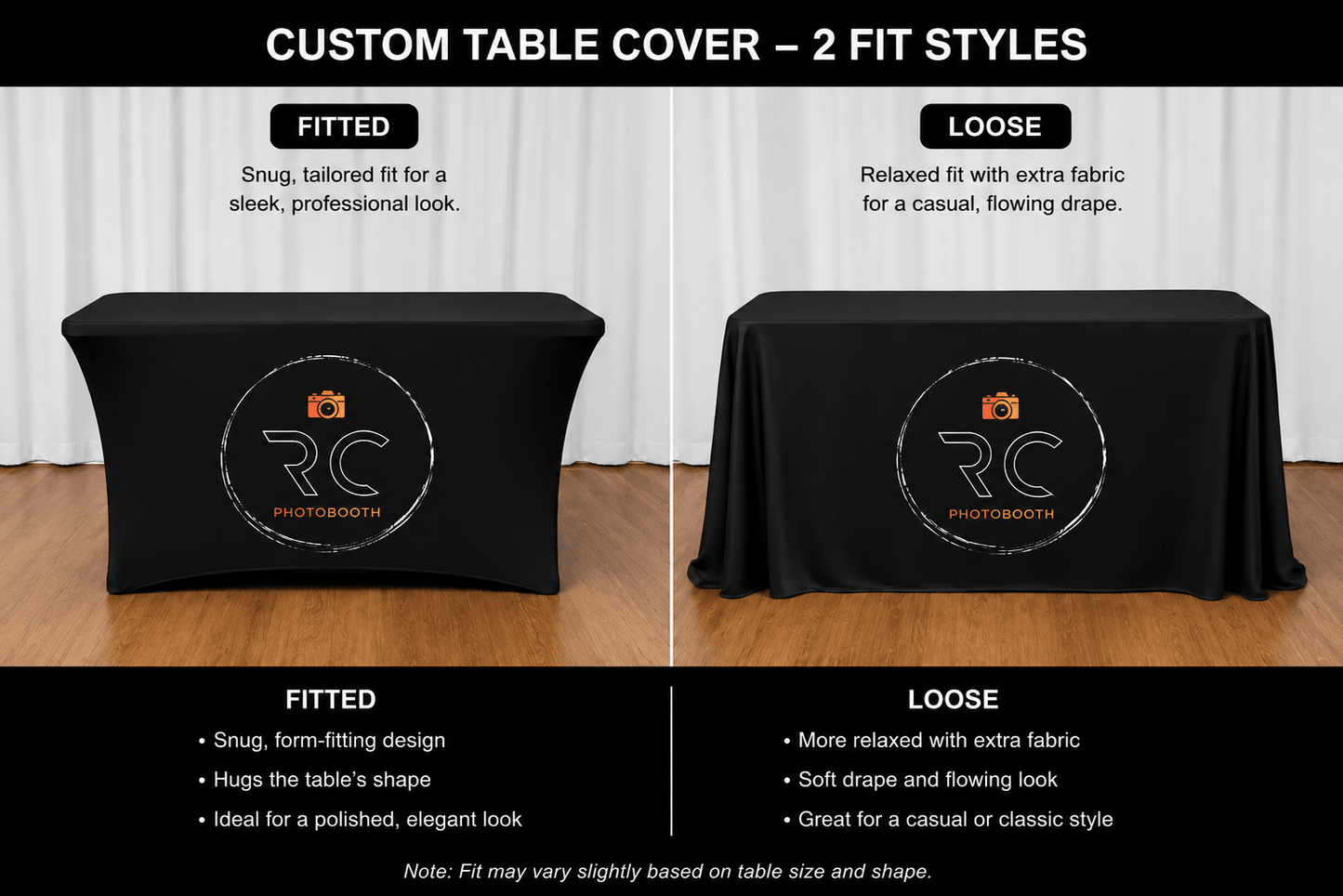 RC Photobooth Premium Stretch Table Cover – Professional Event Display - RC Photo Booth SupplyRC Photobooth Premium Stretch Table Cover – Professional Event DisplayRC Photo Booth Supply4ft