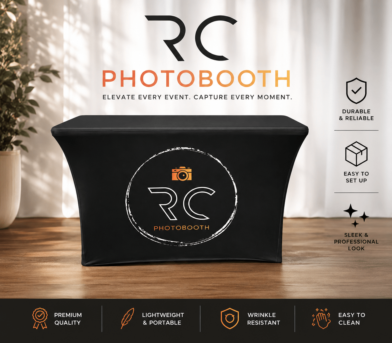 RC Photobooth Premium Stretch Table Cover – Professional Event Display - RC Photo Booth SupplyRC Photobooth Premium Stretch Table Cover – Professional Event DisplayRC Photo Booth Supply4ft