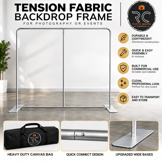Tension Fabric Backdrop Frame for Photography or Events - RC Photo Booth SupplyTension Fabric Backdrop Frame for Photography or EventsRC Photo Booth Supply7.6x7.6