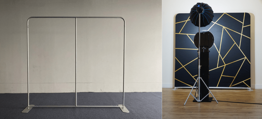 Tension Fabric Backdrop Stand + Custom Double Sided Backdrop Cover Bundle - RC Photo Booth SupplyTension Fabric Backdrop Stand + Custom Double Sided Backdrop Cover BundleRC Photo Booth Supply7.6x7.6